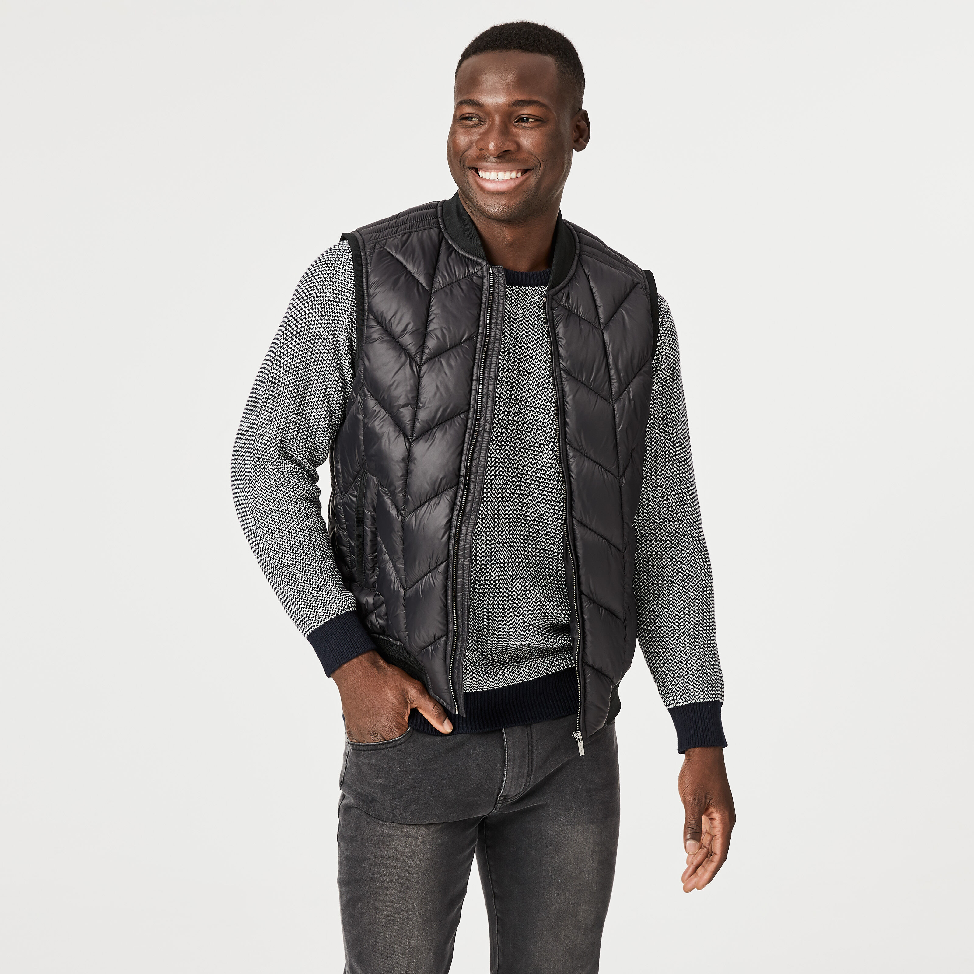 Gray quilted deals vest